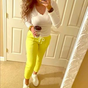 Neon yellow Aerie sweatpants